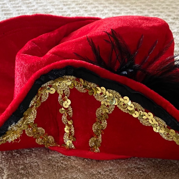 Pirate Red Velvet Hat - Picture 1 of 5